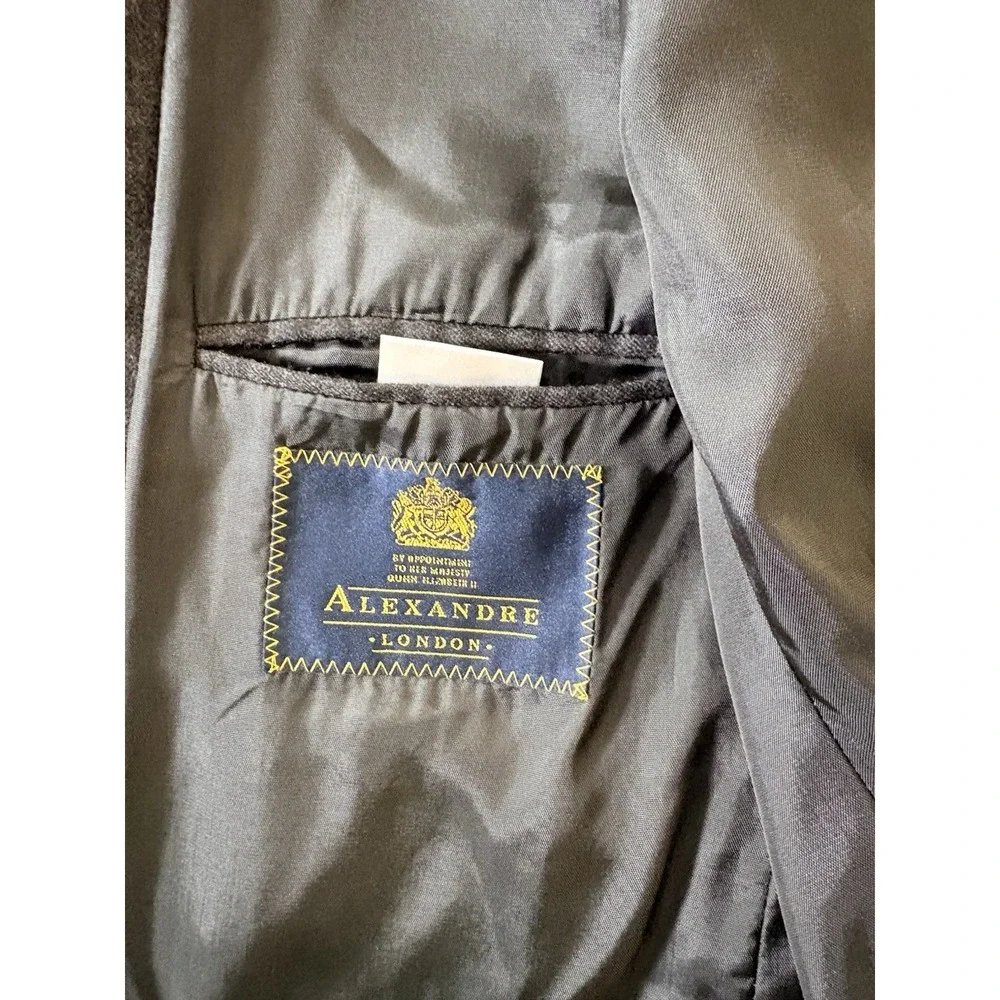 Alexandre London Blazer Mens Jacket 44R Dark Gray Herringbone Wool Sports Coat‎